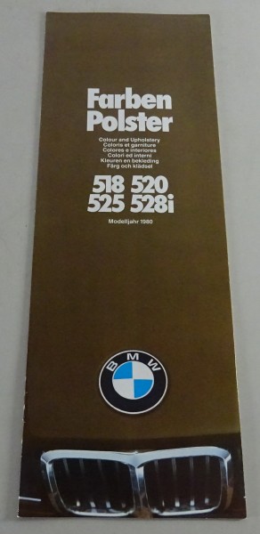 Prospekt Farben & Polster BMW 5er E12 518, 520, 525, 528i Stand 02/1979
