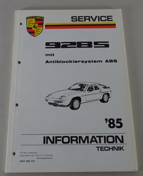 Service Info Technik Porsche 928 S mit ABS Stand 07/1985