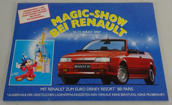 Prospekt / Poster "Magic-Show bei Renault" Stand 03/1992
