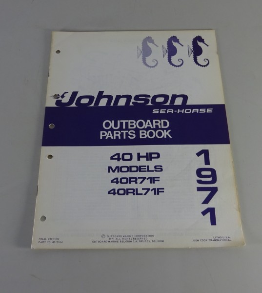 Teilekatalog OMC Johnson Outboards / Außenborder 40 PS Models von 1971