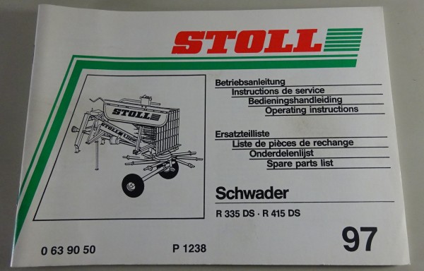 Teilekatalog / Betriebsanleitung Stoll Schwader R 335 / 415 DS Stand 1997