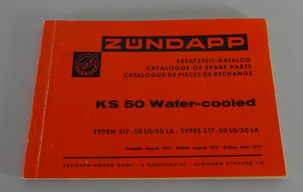 Teilekatalog / Ersatzteilliste / Parts List Zündapp KS 50 Water-cooled 08/1973