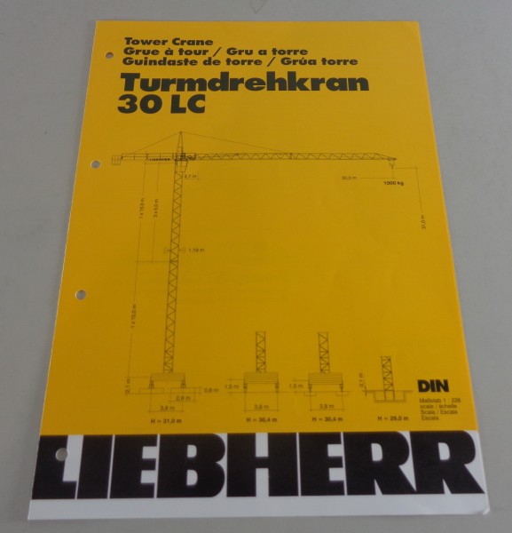 Datenblatt / Technische Beschreibung Liebherr Turmdrehkran 30LC von 10/1994