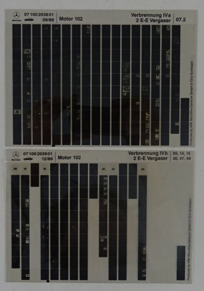 Microfich Teilekatalog Mercedes M102 Verbrennung IVa-IVb / 2 E-E Vergaser 09/89