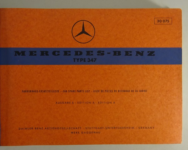 Teilekatalog Fahrerhaus Mercedes-Benz Typ 347 L / LA / LAK 1620 - 2620 von 1968