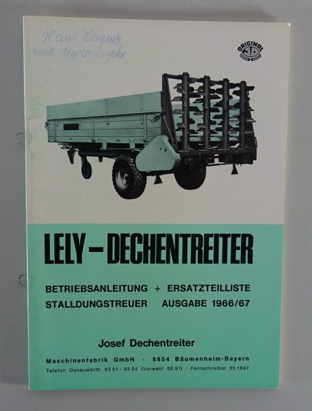 Betriebsanleitung + Teilekatalog Dechentreiter Ladewagen LW 1/2/3/4 von 1966/67