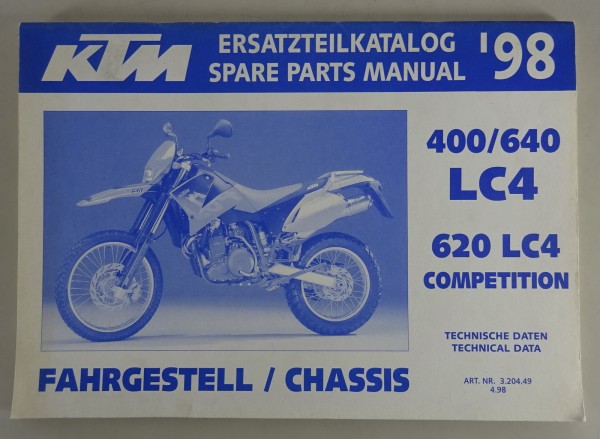 Teilekatalog KTM Fahrgestell 400 / 640 LC4, 620 LC4 Competition Modelljahr 1998