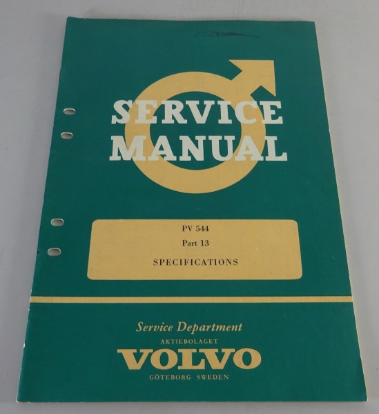 Workshop Manual / Repair Manual Specifications Volvo PV 544 from 02/1962