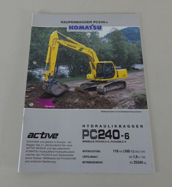 Prospekt / Broschüre Komatsu Raupenbagger PC240-6 Stand ca. 2000