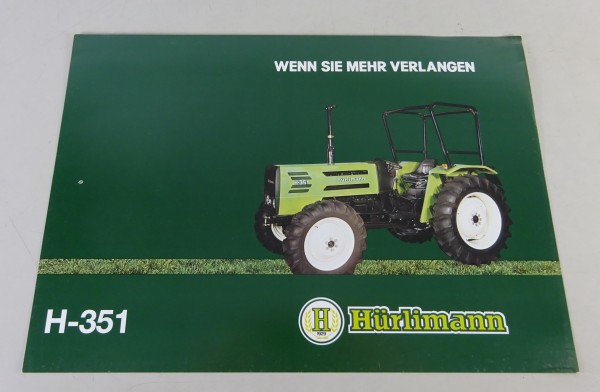 Prospektblatt / Datenblatt Hürlimann Traktor H-351 - 50PS Stand 09/1986