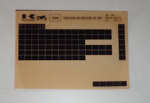 Microfich Ersatzteilkatalog Kawasaki VN15SE VN1500 B2/B3 Model 1988-89 von 09/88