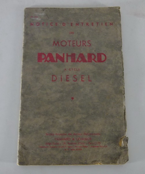 Mode d'emploi / manuel Moteurs diesel Panhard