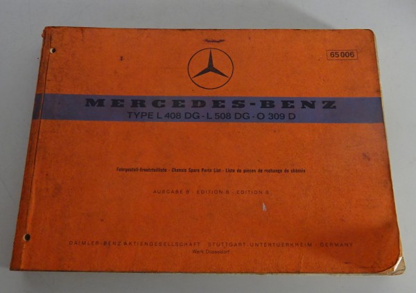 Teilekatalog Mercedes-Benz L408DG Düsseldorfer Transporter T2 / L508DG von 1971