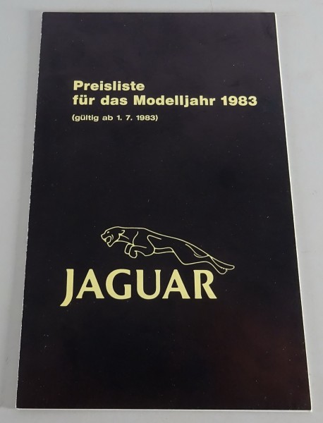 Preisliste Jaguar XJ 3.4 / XJ 4.2 / XJ 5.3 / XJS HE Modelljahr 1983