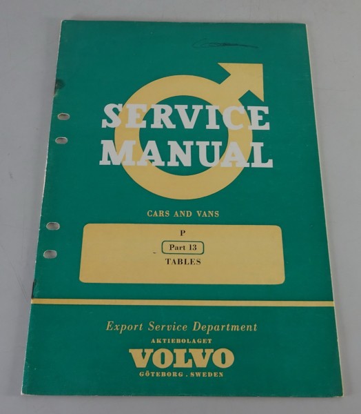 Workshop Manual Conversion Tables / Einstellwerte Volvo P 120 Amazon from 5/1960
