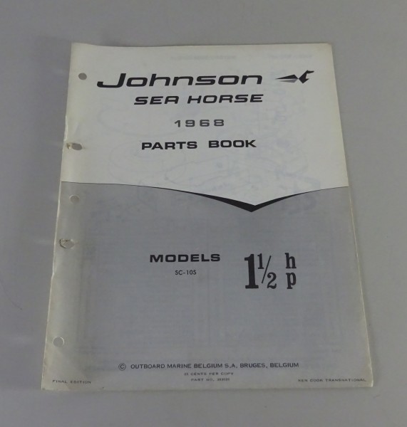 Teilekatalog OMC Johnson Outboards / Außenborder 1.5 PS Models Stand 1968
