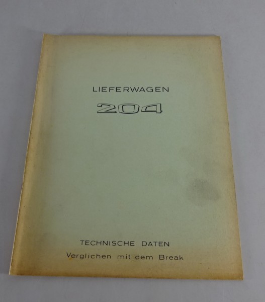 Werkstatthandbuch Peugeot 204 Lieferwagen von 02/1967