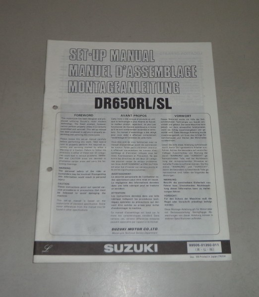 Montageanleitung / Set Up Manual Suzuki DR 650 R / S Stand 12/1989