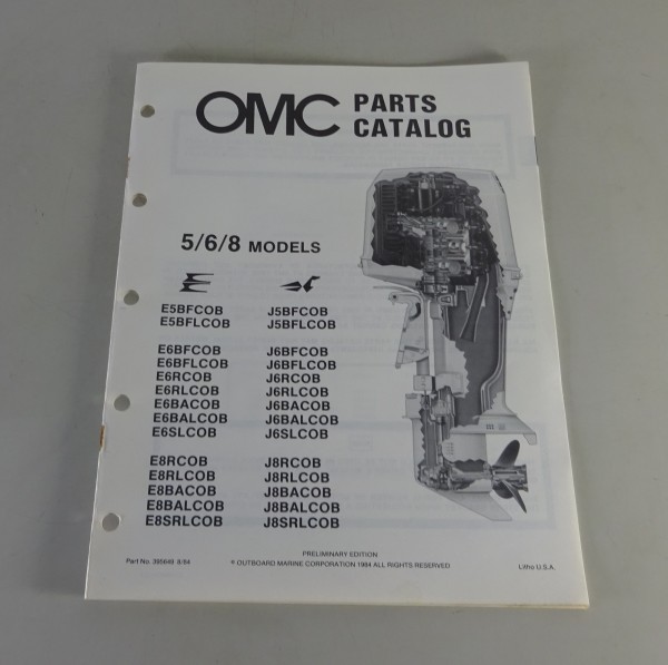 Teilekatalog OMC Evinrude / Johnson Outboards 5 / 6 / 8 Models Stand 8/1984