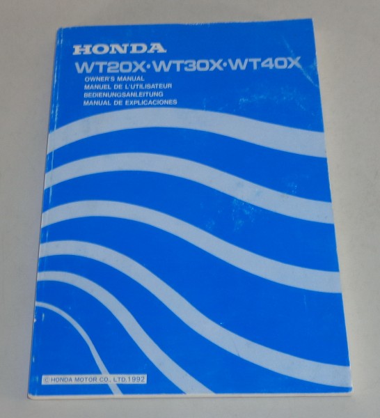 Betriebsanleitung / Handbuch Honda Abfallpumpe WT20X / WT30X / WT40X von 1992
