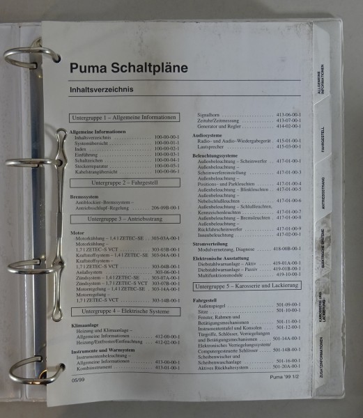 Werkstatthandbuch Schaltpläne / Elektrik Ford Puma Baujahr 1997