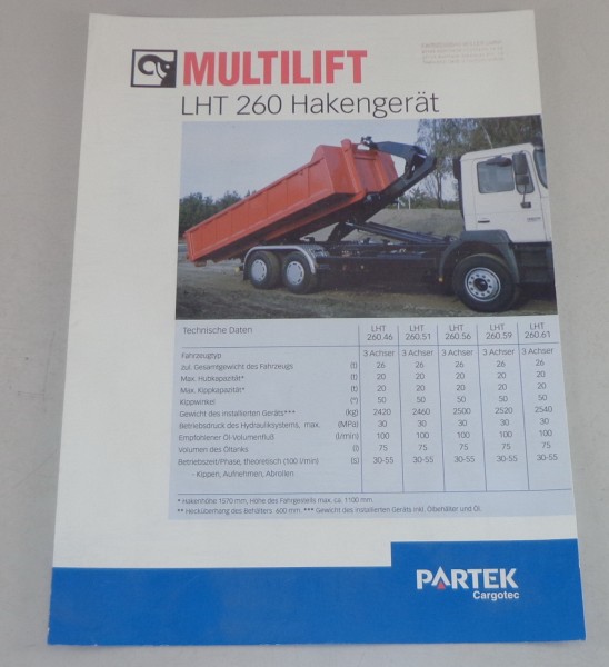Prospekt / Broschüre Multilift LHT 260 Hakengerät Stand 06/2000
