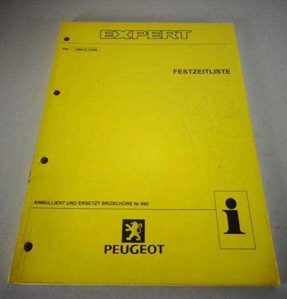 Werkstatthandbuch Richtzeiten / Festzeitliste Peugeot Expert Stand 10/1999