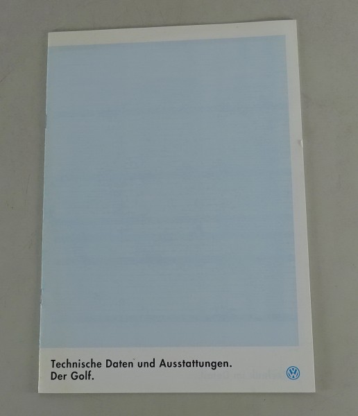 Prospekt VW Golf 3 / III Technische Daten und Ausstattungen von 08/1993