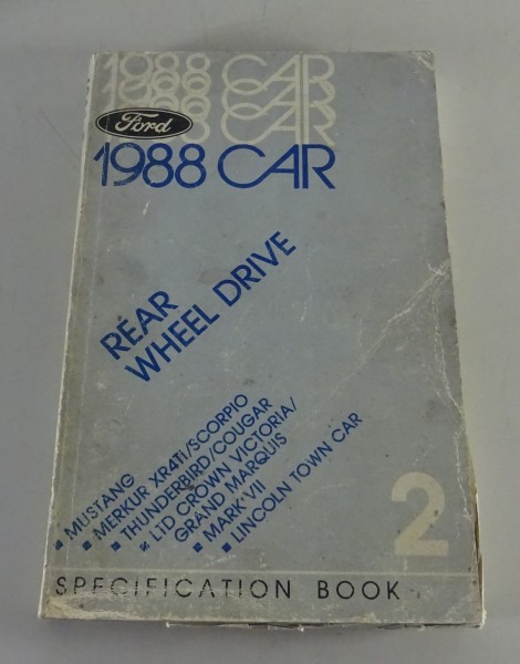 Tabellenbuch Ford Mustang / Lincoln Mark VII / Mercury Cougar... Mj. 1988