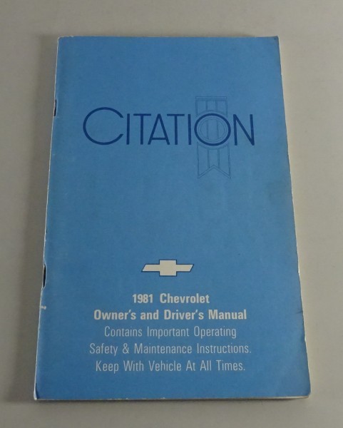 Owner´s Manual / Handbook Chevrolet Citation Stand 1981