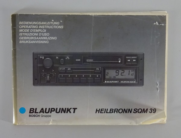 Betriebsanleitung Blaupunkt Autoradio Heilbronn SQM 39 Stand 11/1988