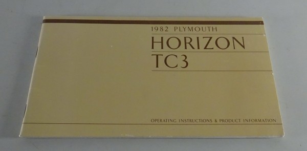 Owner´s Manual / Handbook Plymouth Horizon TC3 Stand 1982