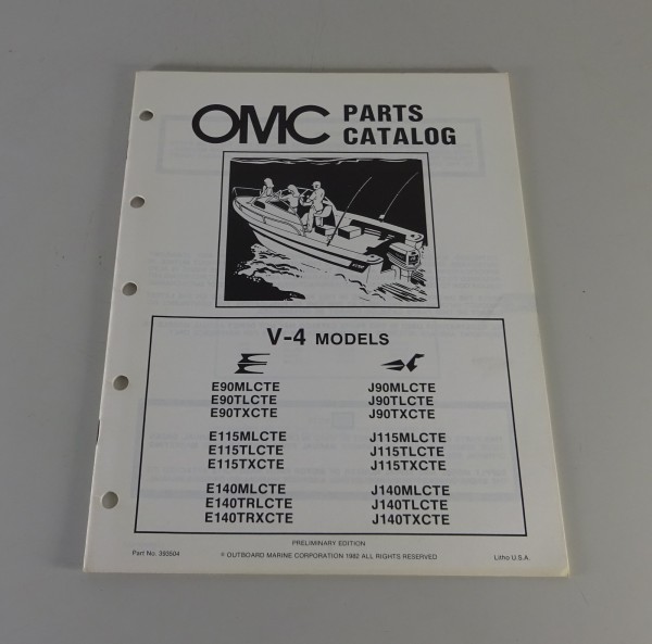 Teilekatalog OMC Evinrude / Johnson Outboards V4 4 PS Models Stand 1982