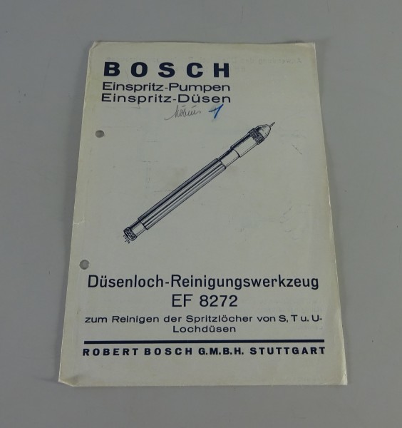 Informationsblatt Bosch Düsenloch-Reinigungswerkzeug EF 8272 Stand 05/1938