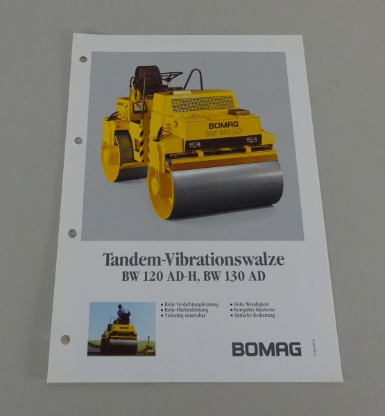 Prospektblatt Bomag Tandem-Vibrationswalzen BW 120 AD-H / 130 AD Stand 03/1992