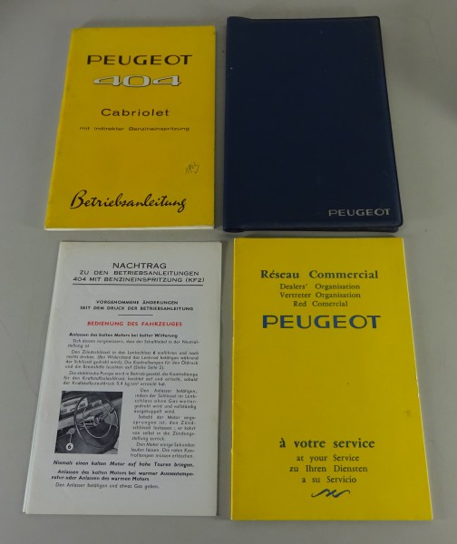 Bordmappe + Betriebsanleitung Peugeot 404 Cabrio & Coupé Einspritzer von 10/1962