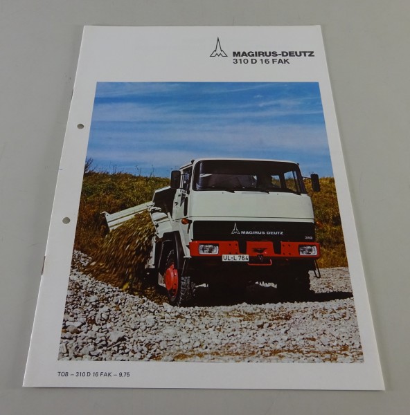 Prospekt Magirus-Deutz LKW 310 16 FAK Frontlenker Allradkipper Stand 09/1975