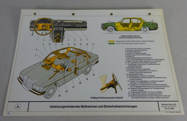 Schnittbild Mercedes-Benz W123 Sicherheitseinrichtungen Stand 11/1977