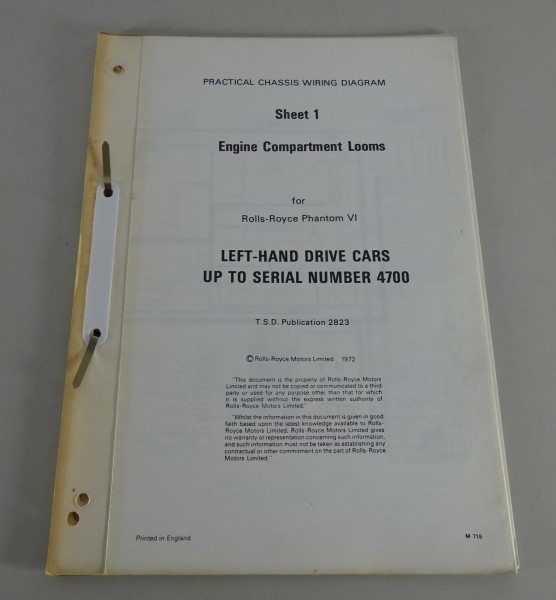 Elektrische Schaltpläne Rolls Royce Phantom VI Left Hand drive Stand 1972