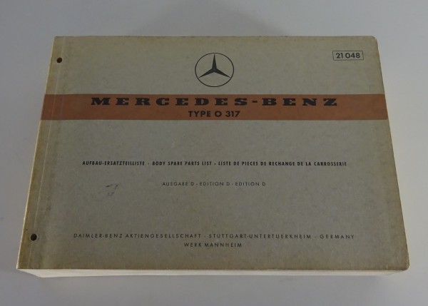 Teilekatalog / Ersatzteilliste Mercedes Benz Bus Typ O 317 Stand 03/1967