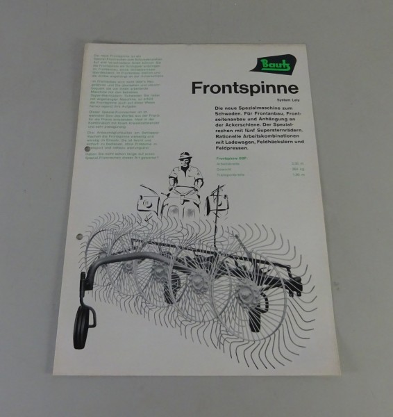 Prospektblatt / Broschüre Bautz Frontspinne / Schwader System Lely Stand 05/1967