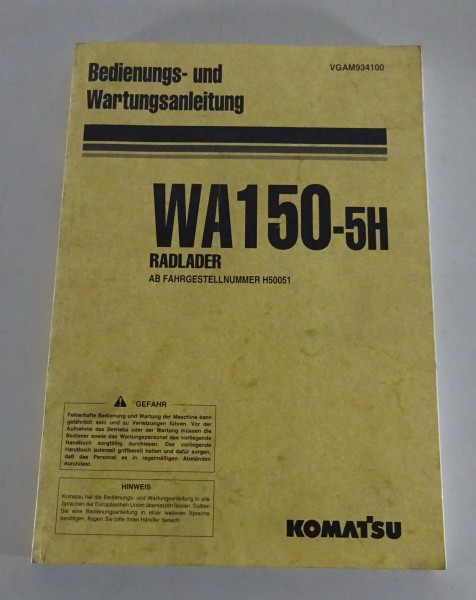 Betriebsanleitung / Handbuch Komatsu Radlader WA150-5H Stand 11/2004