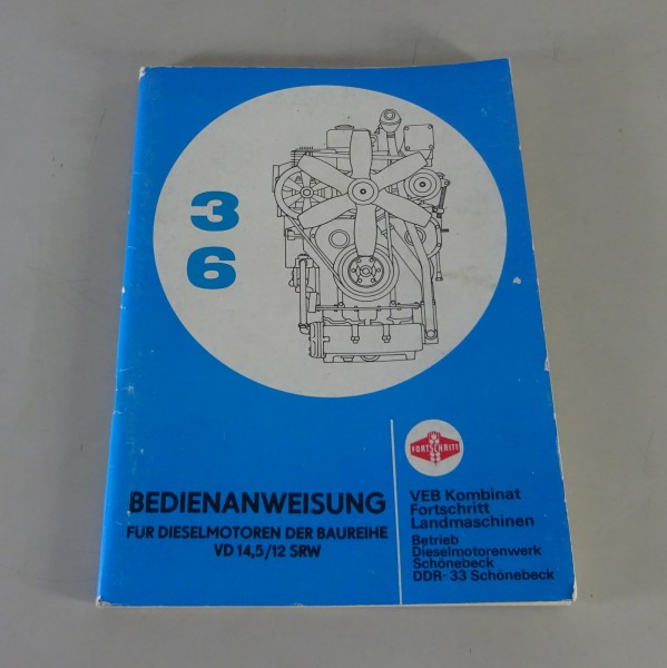 Betriebsanleitung / Handbuch Dieselmotoren 3 & 6 VD 14,5/12-2(-1) SRW Stand 1976