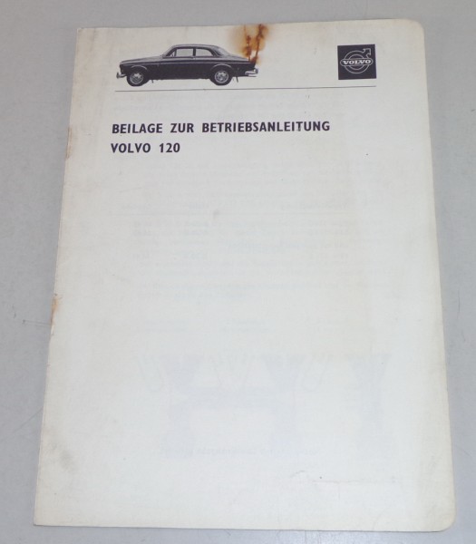 Nachtrag zur Betriebsanleitung Volvo Amazon P 120 Stand 08/1968