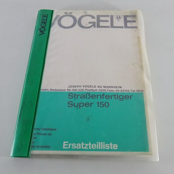 Teilekatalog Vögele Straßenfertiger Super 150 von 1968
