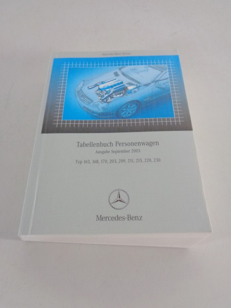 Tabellenbuch Mercedes Benz 163 168 170 203 209 210 211 215 220 230 Stand 06/2002