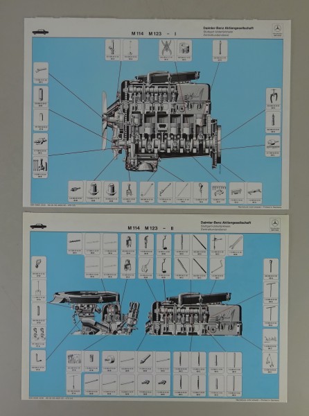 Schnittbild / Schnittzeichnung Mercedes-Benz Motor M 114 - M 123 Stand 04/1979