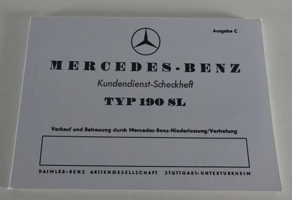 Scheckheft Mercedes-Benz 190 SL R121 ohne Einträge, blanko Stand 08/1956