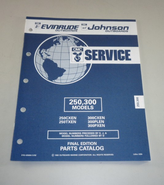 Teilekatalog OMC Evinrude Johnson Außenborder 250 / 300 Models Stand 05/1992