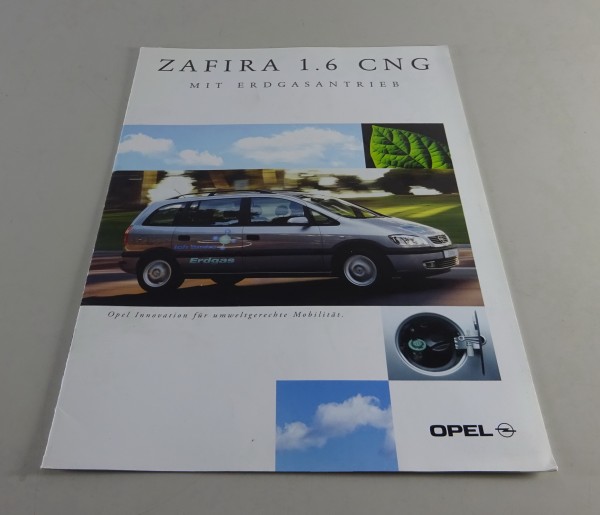 Prospekt / Broschüre Opel Zafira A 1.6 CNG + Datenblatt Stand 01/2002